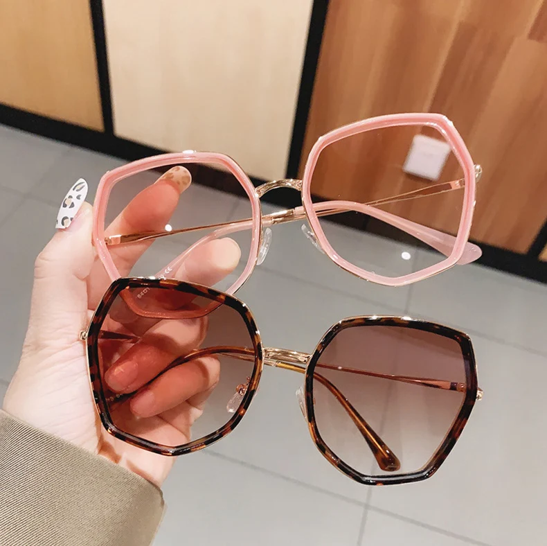 Asado Temporizador diapositiva SO & EI gafas de sol con gradiente de polígono para mujer, lentes de sol  Vintage irregulares con montura grande, a la moda, color rosa|Gafas de sol  para mujer| - AliExpress
