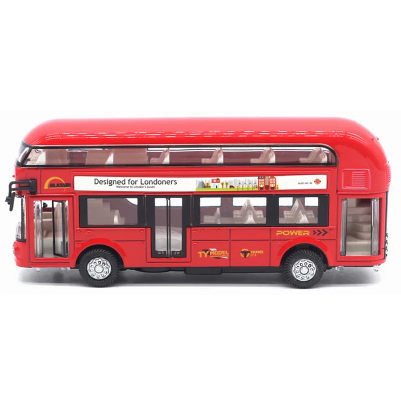 Diecast Лондонский автобус двухэтажный автобусный светильник и музыка открытая