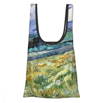 

Eco-Friendly Reusable Polyester Portable Shoulder Women's Handbags Impressionism Painting Foldable Pouch Shopping Bag