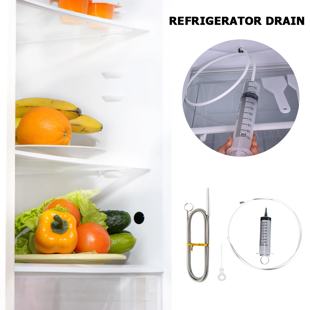 4Pcs Portable Refrigerator Drain Cleaning Dredge Tool Hole Kit Wash Brush Suction Syringe Hose Home Fridge Cleaner Sticks | Дом и сад