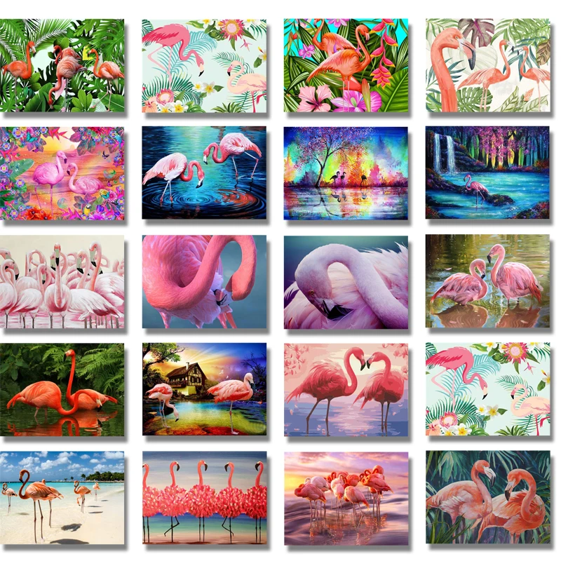 

Full Drill Round Diamond Painting Flamingo Animal Embroidery Diamond Mosaic Paintings Birds Diamond Pictures Lover Gift Wall Art