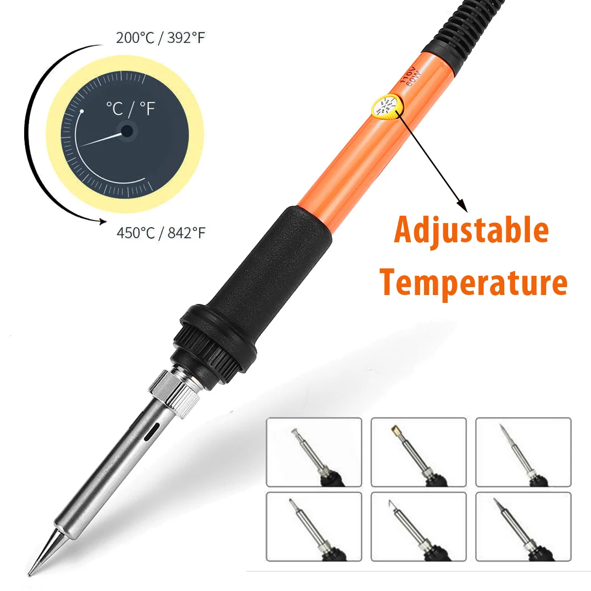 30Pcs Electric Soldering Iron Temperature Adjust Tool 60W 110V US Plug Wood Burning Pen Pyrography Engrave Solder Tips Set Craft