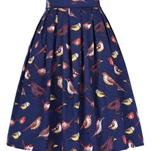 Новая женская юбка винтажная Ретро 1950s модная плиссированная хлопковая юбка Женская высокая талия трапециевидная юбка