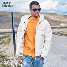 Enjeolon мужские парки Зимняя Новая повседневная Толстая водонепроницаемая куртка с карманами Мужская модная верхняя одежда ветрозащитная теплая парка YR945