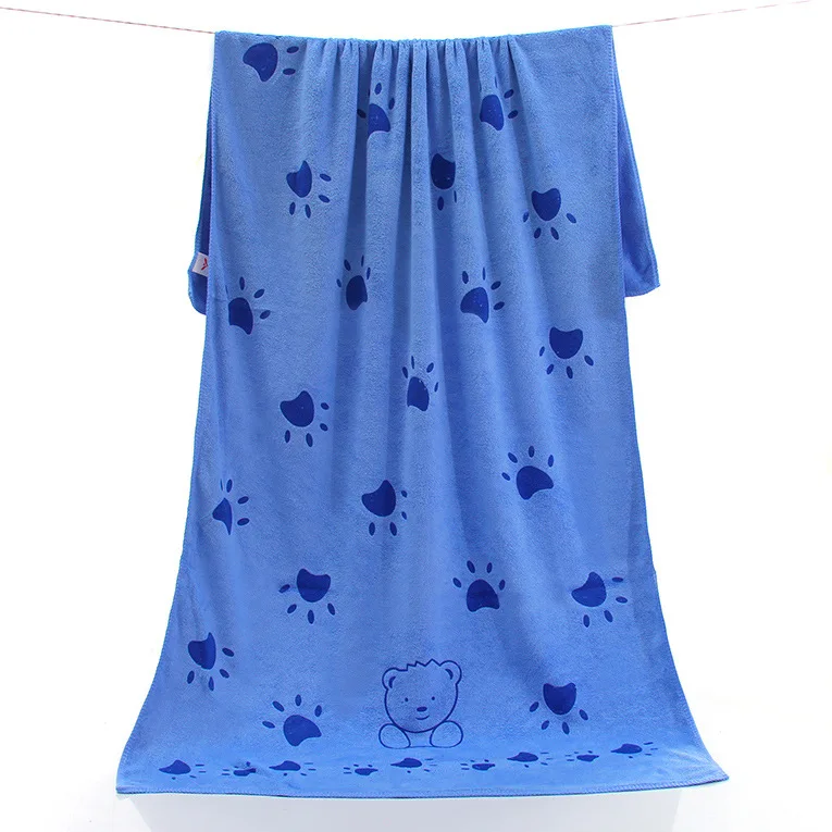 Мягкий прекрасный мультфильм 35*75 см Домашние животные собака кошка щенок супер абсорбент полотенце сухие волосы супер большой - Цвет: Синий