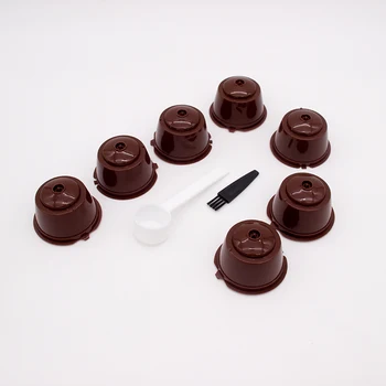

7PCS Mix Coffee Filter 20ml Reusable Refillable Coffee Capsule Filters For Dolce gusto With Spoon Brush Kitchen Accessories