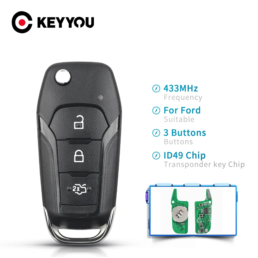 US $68.03 KEYYOU 5X Remote Car Key 3 Buttons 433Mhz FSK ID49 Chip DS7T15K601B For Ford SMAX GALAXY MONDEO Mk2 Mk7 Explorer Ranger