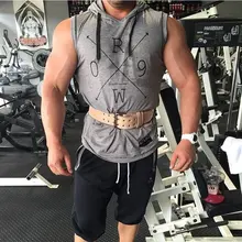 Стиль, мужская спортивная одежда для фитнеса, повседневный жилет без рукавов с капюшоном из чистого хлопка