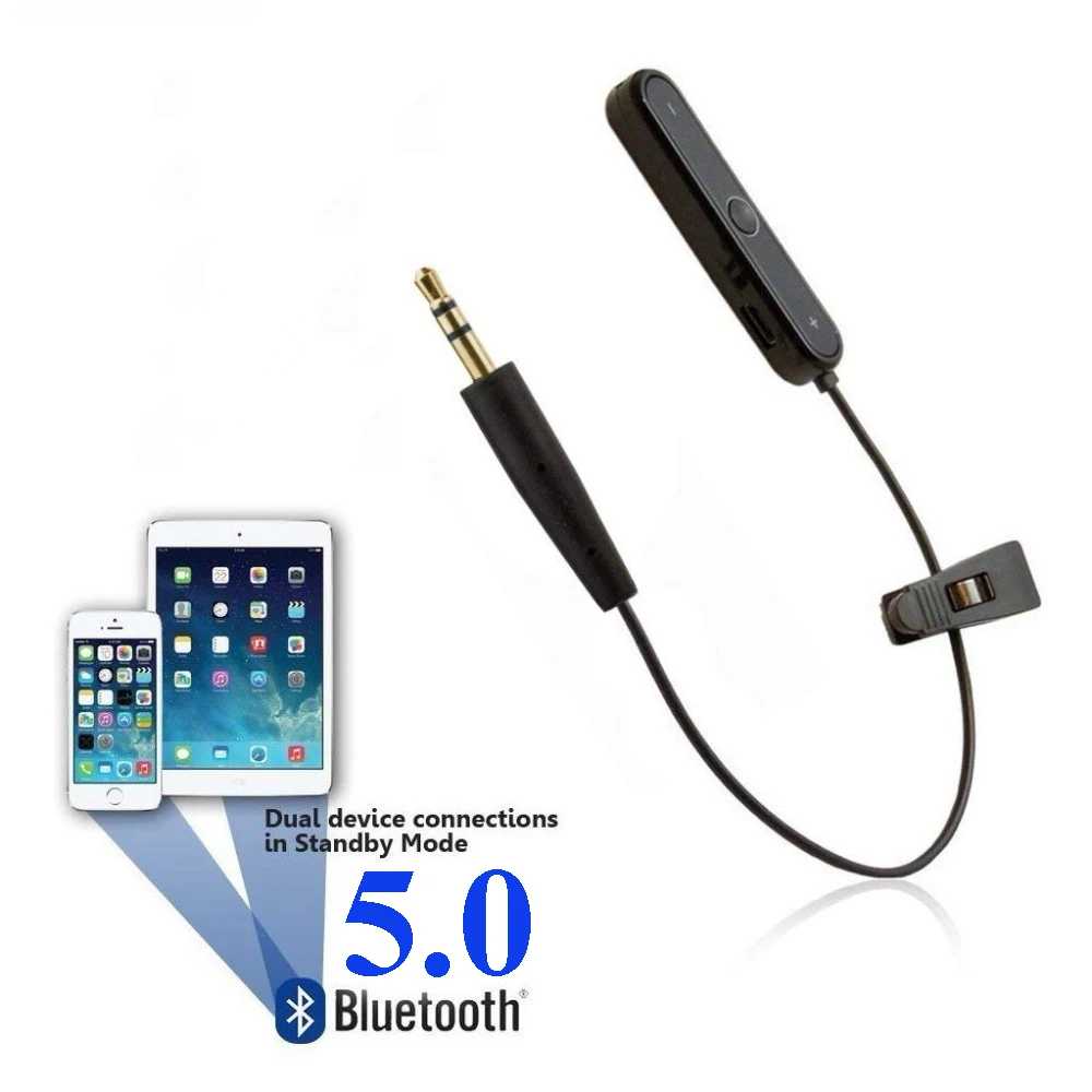 Bluetooth 5 0 Stereo Audio Adapter Wireless 2 5mm Handsfree Music Receiver for AKG Y50 Y40 Y55 K490NC K545 Headphones With Clip