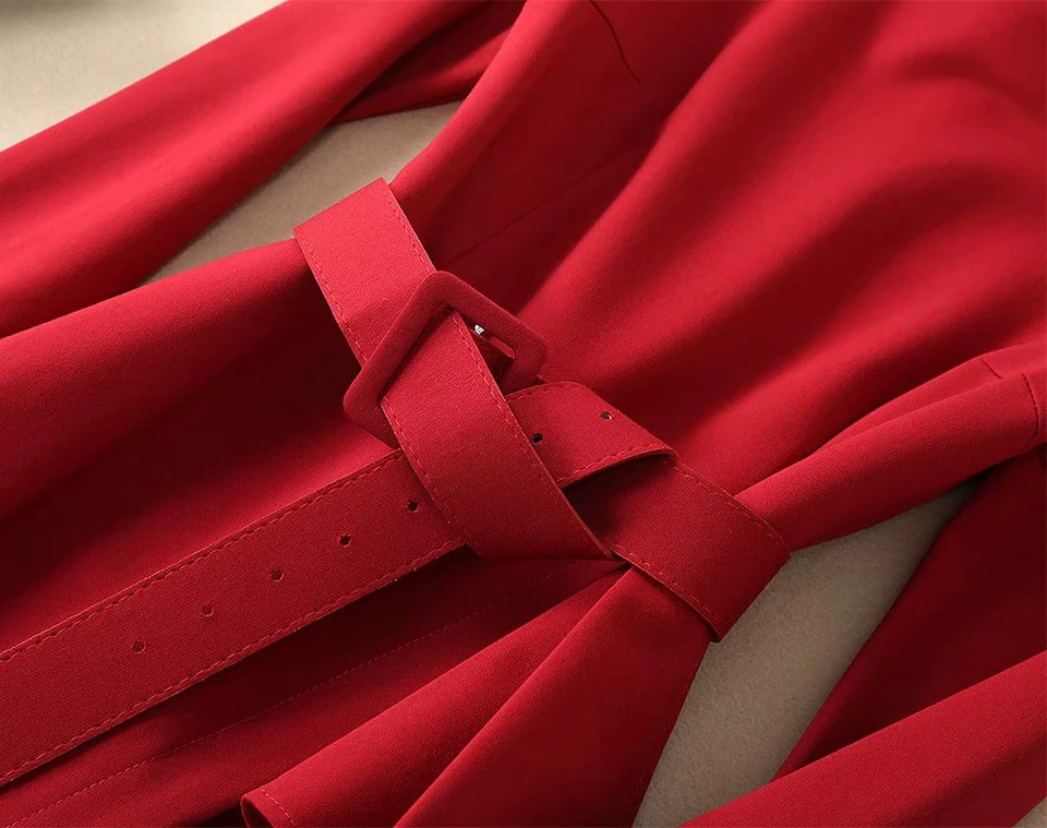 Красное Кружевное сексуальное платье с разрезом и поясом, с оборками, в английском стиле, с длинным рукавом, весна и осень, Новые облегающие Вечерние платья высокого качества для женщин