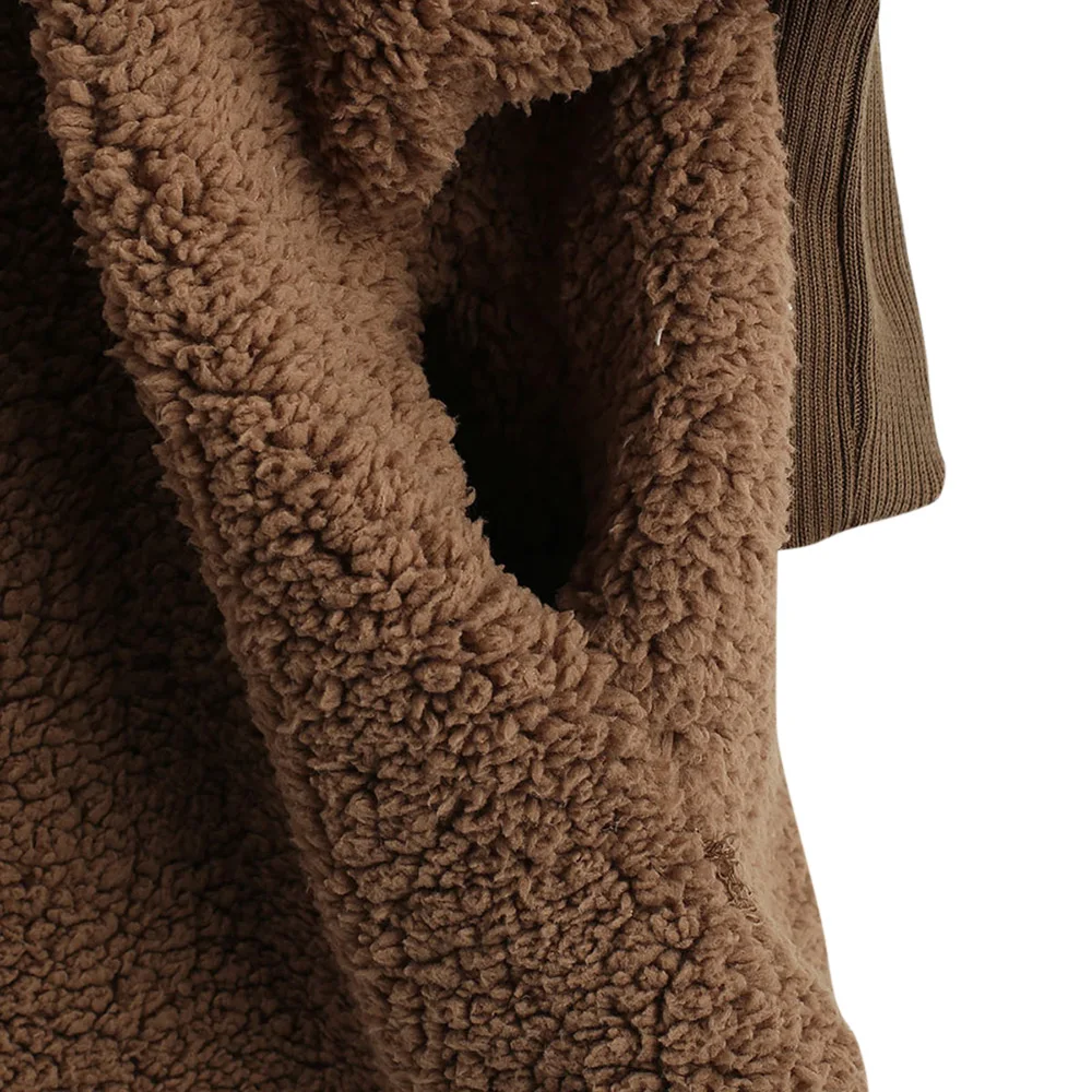 ZAFUL женское объемное пушистое пальто из искусственного меха с рукавом летучая мышь, одноцветное пальто с роговыми пуговицами, теплое зимнее женское пальто с капюшоном