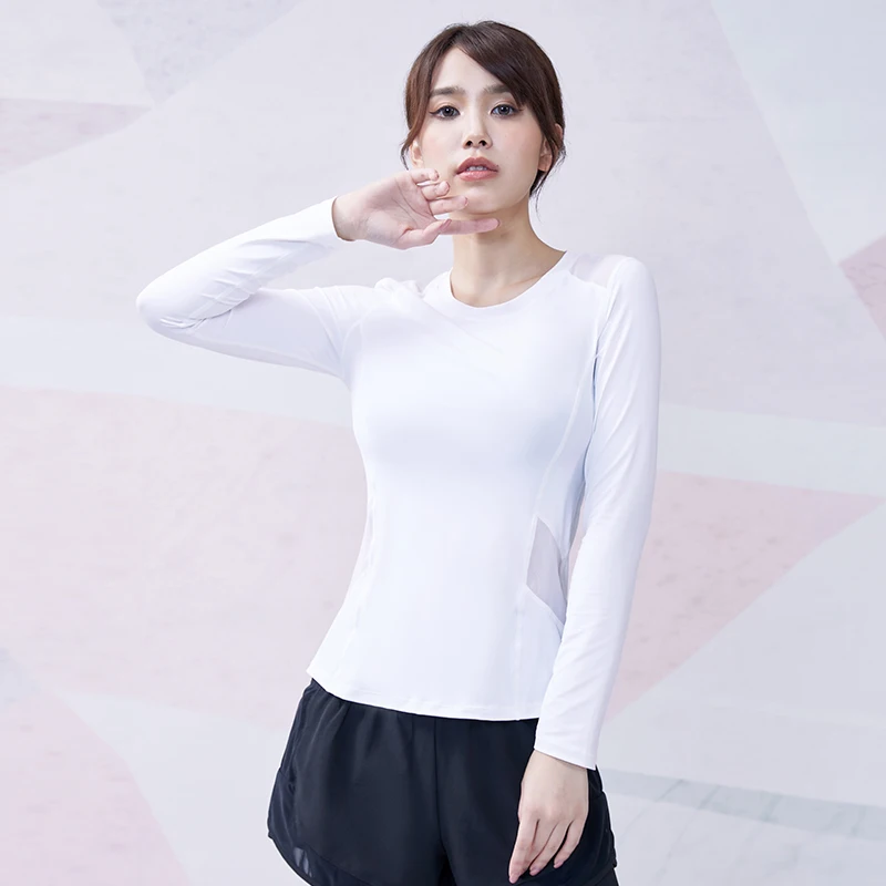 Vansydical Sports Tops Long Sleeve Women Reflective Yoga Shirts Mesh Spliced Fitness Workout Tees Slim Outdoors Excise Crop Top