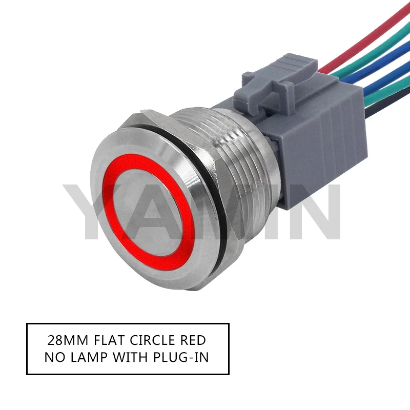 Red Plug 28 мм DIY металлический кнопочный переключатель лампа фиксация/Блокировка мгновенный источник питания пуск с светильник водонепроницаемый модификация автомобиля - Цвет: Red Plug
