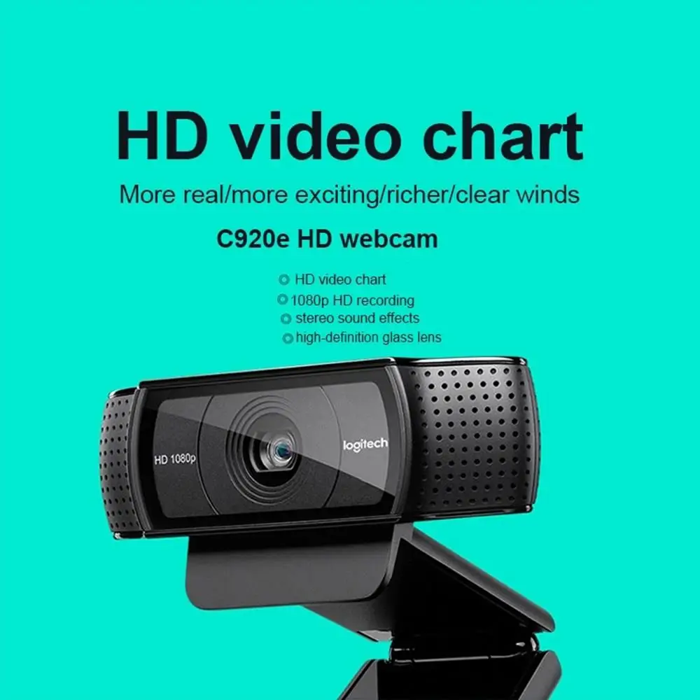 Оригинальная веб-камера logitech HD Pro с широкоформатным видео-звонком, запись 1080 p, камера для настольного компьютера или ноутбука, веб-камера C920, обновленная версия