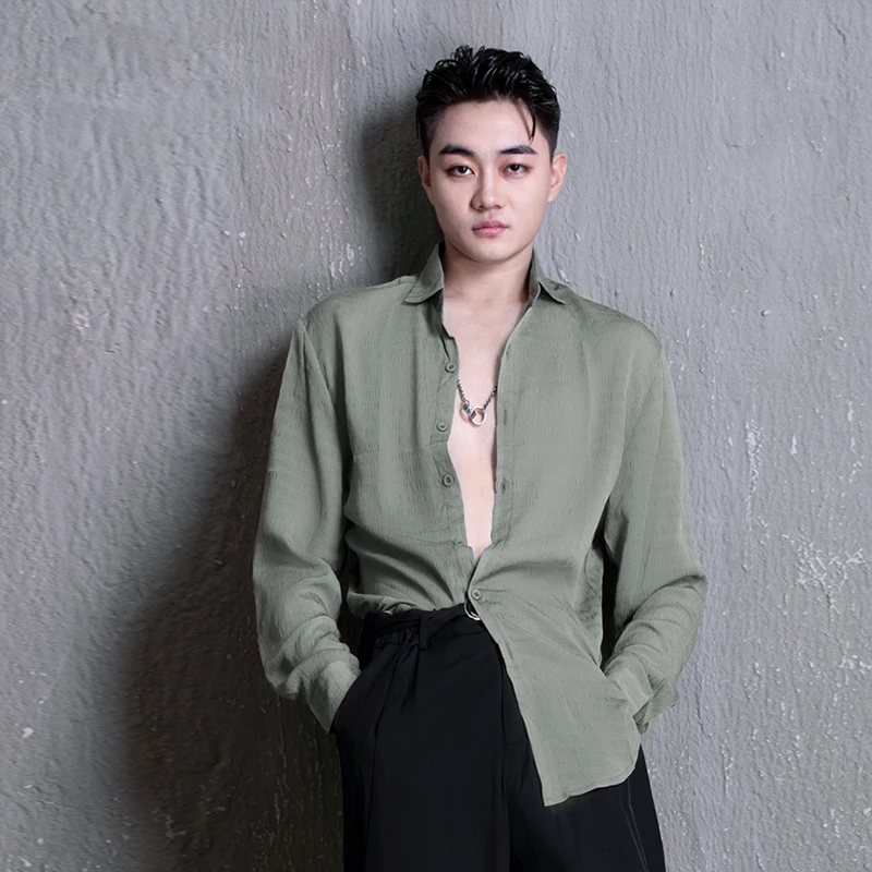 

Топ Мужской для латиноамериканских танцев, рубашка с длинным рукавом и V-образным вырезом, костюм для танго, выступления, румбы, тренировочная одежда YS2481