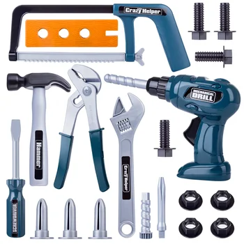 

20Pcs Children Pretend Play Construction Tool Set Role-Playing Engineer Tools Playset Toy Set For Kids Boys Christmas Gift