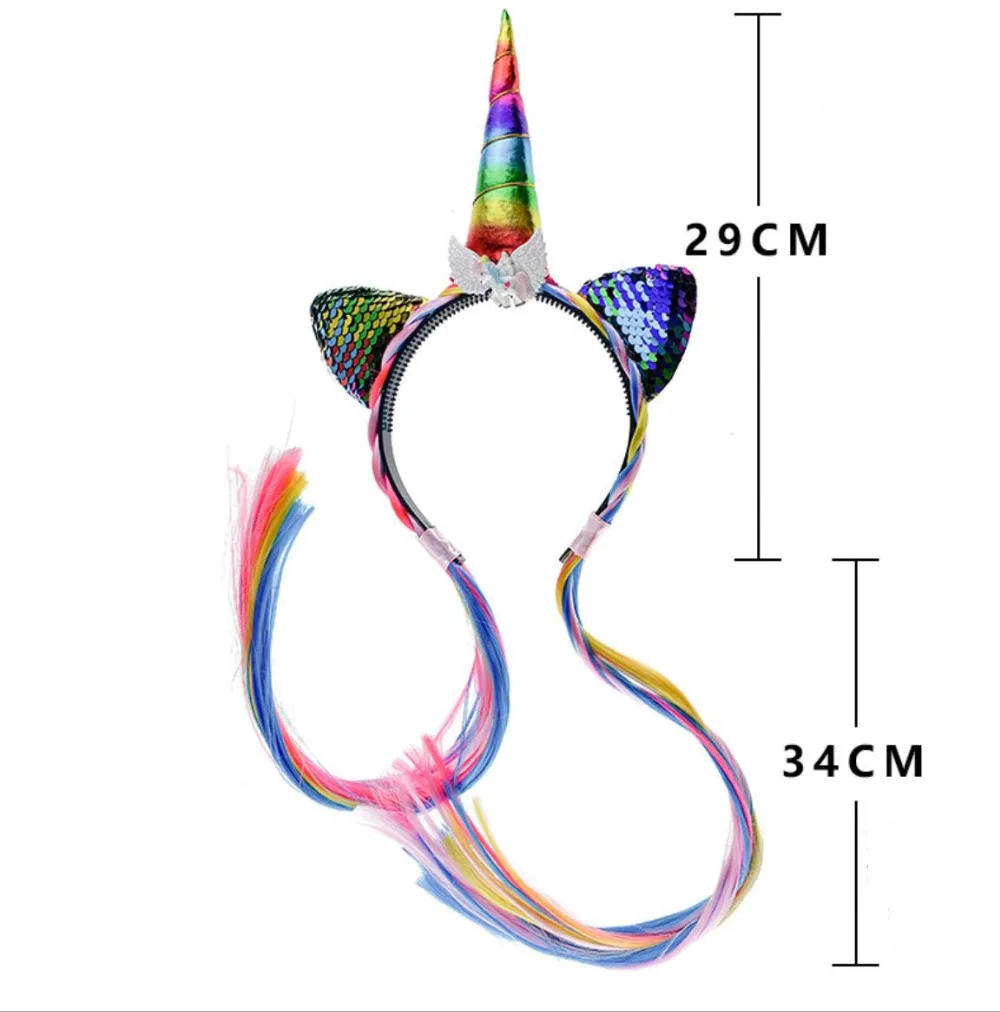 Золотой обруч "Единорог" Пони ухо и войлок роза цветок животное Единорог вечерние эластичная повязка для головы дети девочки Рождество Хэллоуин подарок