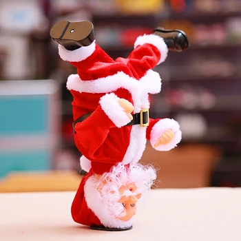 

Novelty Christmas Decoration Frequency Electric Doll Thomas Handstand Dancing Santa Claus Funny Doll Plush 2021 New Year Gift