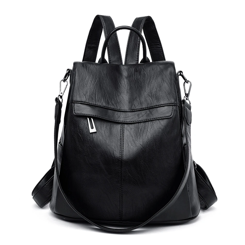 Женский рюкзак для школы Sac A Dos Femme женские сумки на плечо для женщин широкий холщовый ремень рюкзак для девочек-подростков Mochilas - Цвет: Black