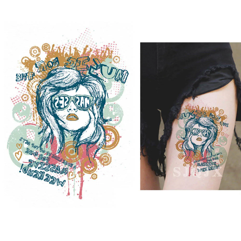 Водонепроницаемый боди-арт поддельные татуировки Акварельные Цветы персонаж мультфильма животное временные татуировки наклейки для женщины руки бедра - Цвет: B