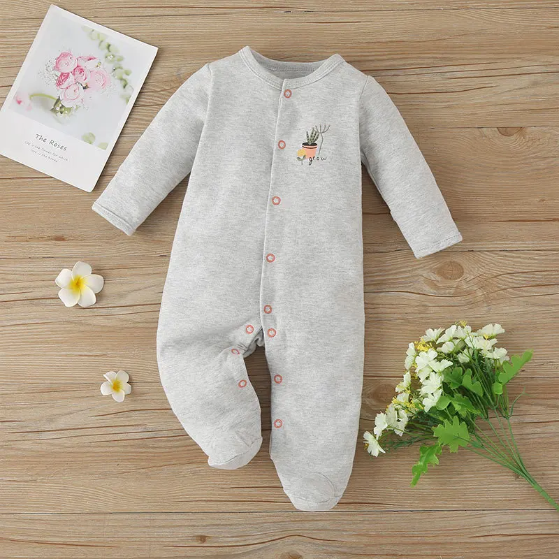2022 Autumn Newborn Baby Foot Wrapped Onesie Clothes for Boys and Girls Long Sleeve Jumpsuit Kids Climbing Clothes 3 Pieces coloured baby bodysuits