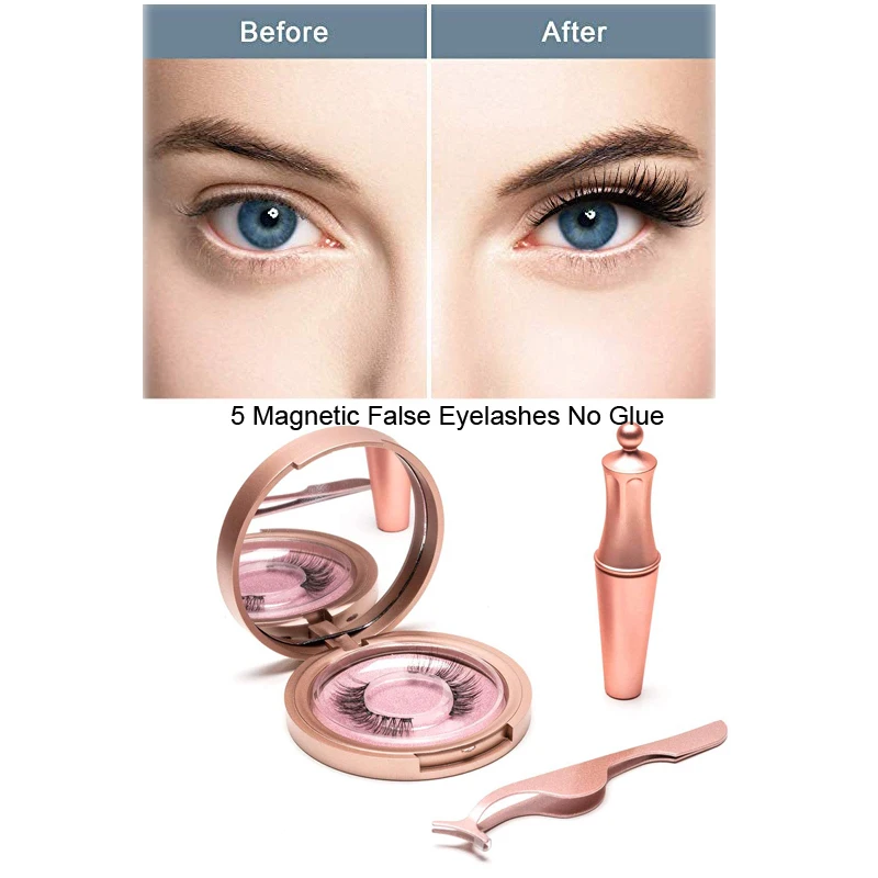 Магнитные ресницы 5D подводка для глаз магниты двухслойные накладные ресницы магнитные без клея натуральные Мягкие Накладные ресницы для наращивания