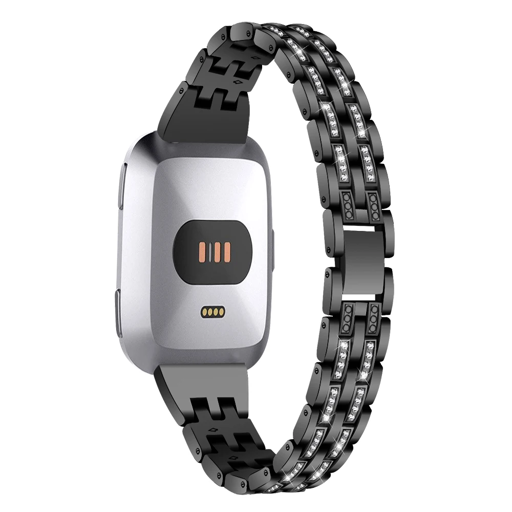 Pulseira de Relógio de Metal Pulseira de com Brilho Diamante para Fitbit Versa Versa Lite & se Versa Aço Inoxidável - Image 5