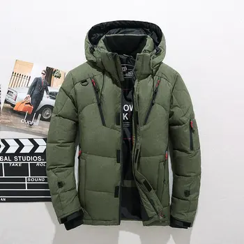 

New Design Quality Winter Jacket Men Hooded Thick Duck Down Parkas Casual Drawstring Coat Slim Pockets Overcoat Luxury Clothes
