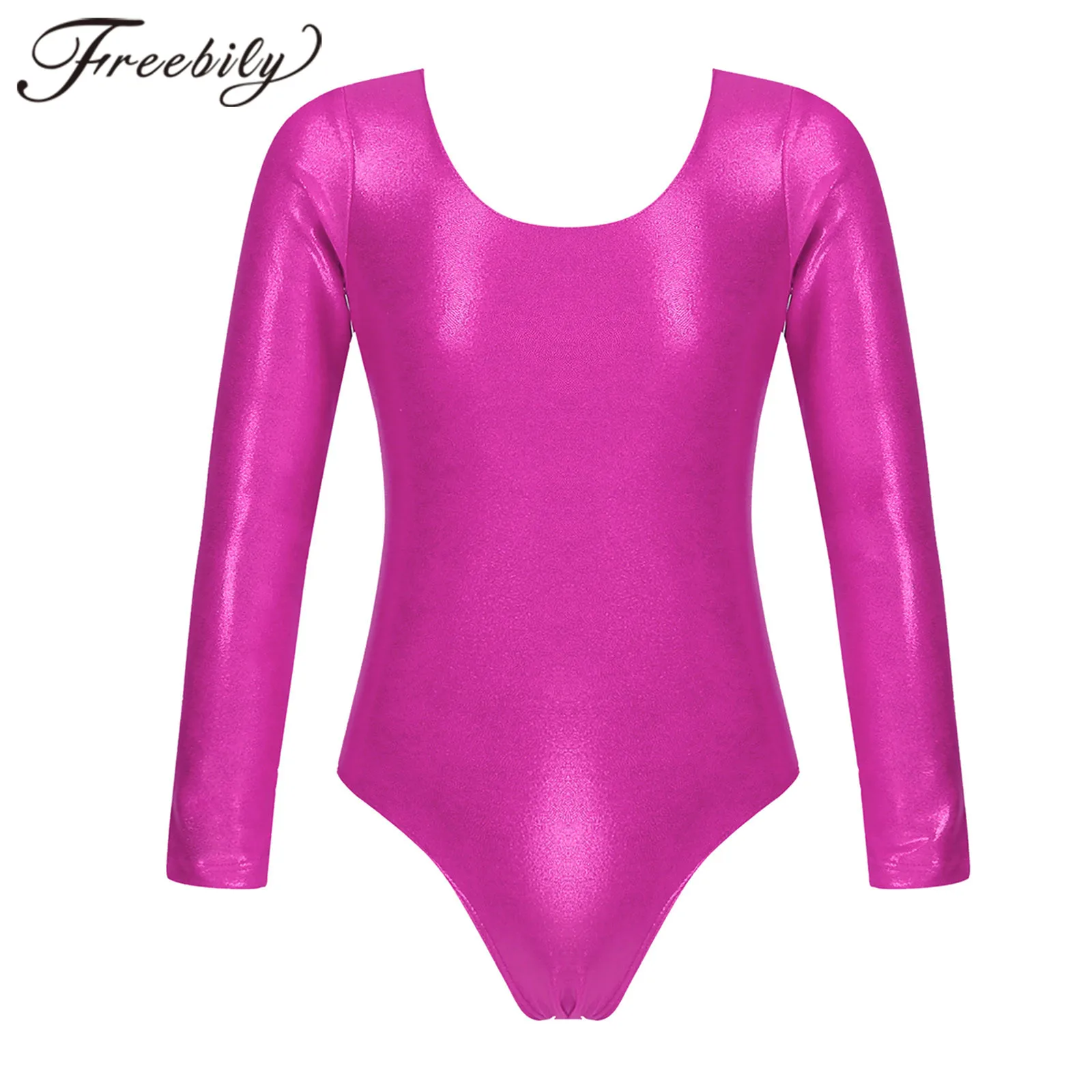 Body Da Bambina Elasticizzato Metallizzato Lucido Body A Maniche Lunghe Body Elasticizzato Yoga Balletto Body Per Ragazze Pattinaggio Tuta Da Ballo