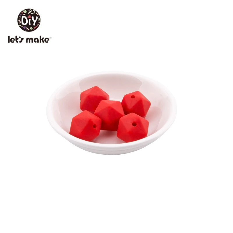 red Let' s Make 50 шт. Детские Прорезыватели без бисфенола 14 мм Восьмиугольные бусины из кремния Diy браслет для кормления грудью игрушки для прорезывания зубов из пищевого сплава Силиконовые Бусины - Цвет: red