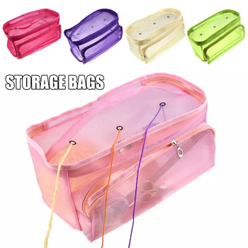 

Transparent Mesh Bag Crocheting Organizer Wool Storage Bag Lightweight Portable DC156