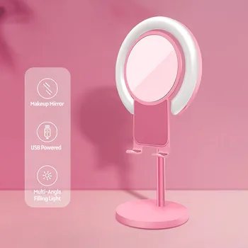 

LED Ring Light Makeup Lighting+Big Mirror Cellphone Holder Soft Beauty Light Ringlight for Selfie Video Shooting Live Streaming