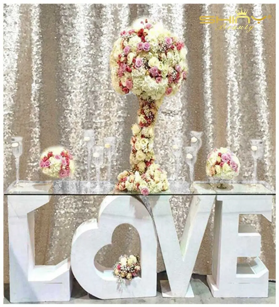 

Shinybeauty Glitz Backdrop Champagne Color Wedding Stage Backdrop Party Decoration Curtain-M190727