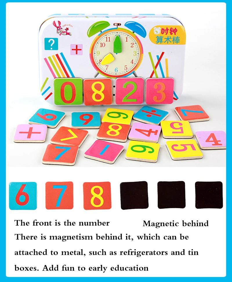 Монтессори бамбукового числа, счёт палочки игрушечные часы учебные пособия по математике измерительный стержень дети для изучения математики образование игрушки ZXH