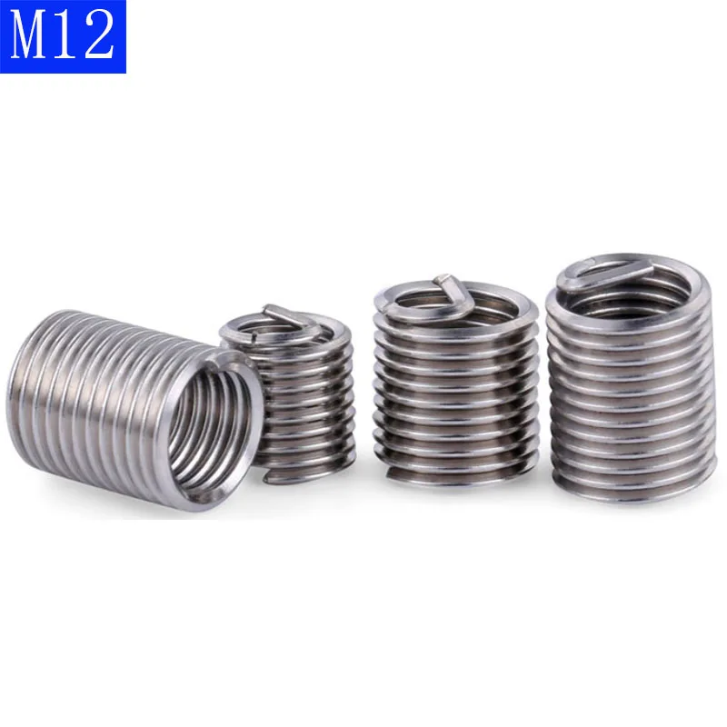 50pc M12*1/1.25/1.5 Wire Thread Insert A2Stainless Steel Wire Screw Sleeve M12 Screw Bushing Helicoil Wire Thread Repair Inserts