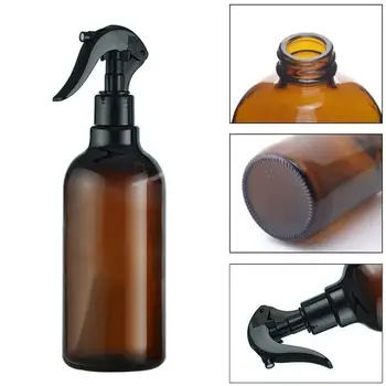 

500ml Large Empty Amber Plastic Bottles With Black Trigger Mist Stream Spray Storage Cap For Essential Oil Hair Cleaning Product
