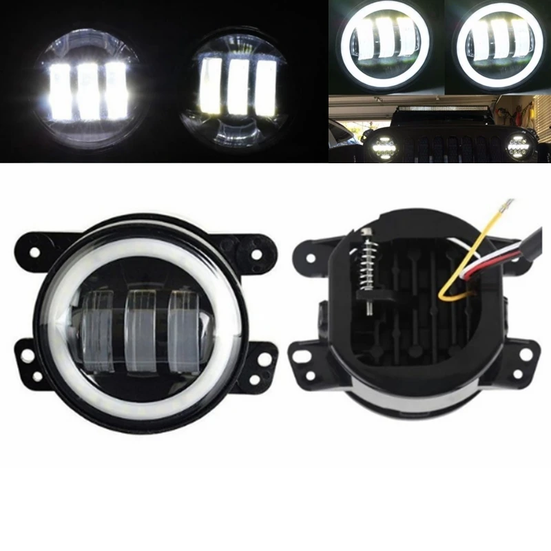 Пара светодиодных противотуманных фар 30 Вт 4 дюйма для 97 ~ 17 Jeep Wrangler JK TJ CJ Rubicon Sahara