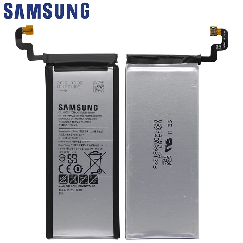 Samsung телефон Батарея EB-BN920ABE 3000 мА-ч для samsung Galaxy Note 5 N920 N920A N920T N920I N920G N920V N9200 N9208