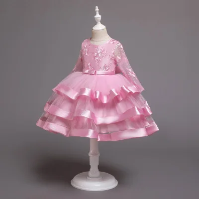 Летнее платье принцессы с фатиновой юбкой для девочек платье с цветочным узором для девочек Рождественская одежда на День святого Валентина праздничное платье на свадьбу для маленьких девочек - Цвет: 2092 pink