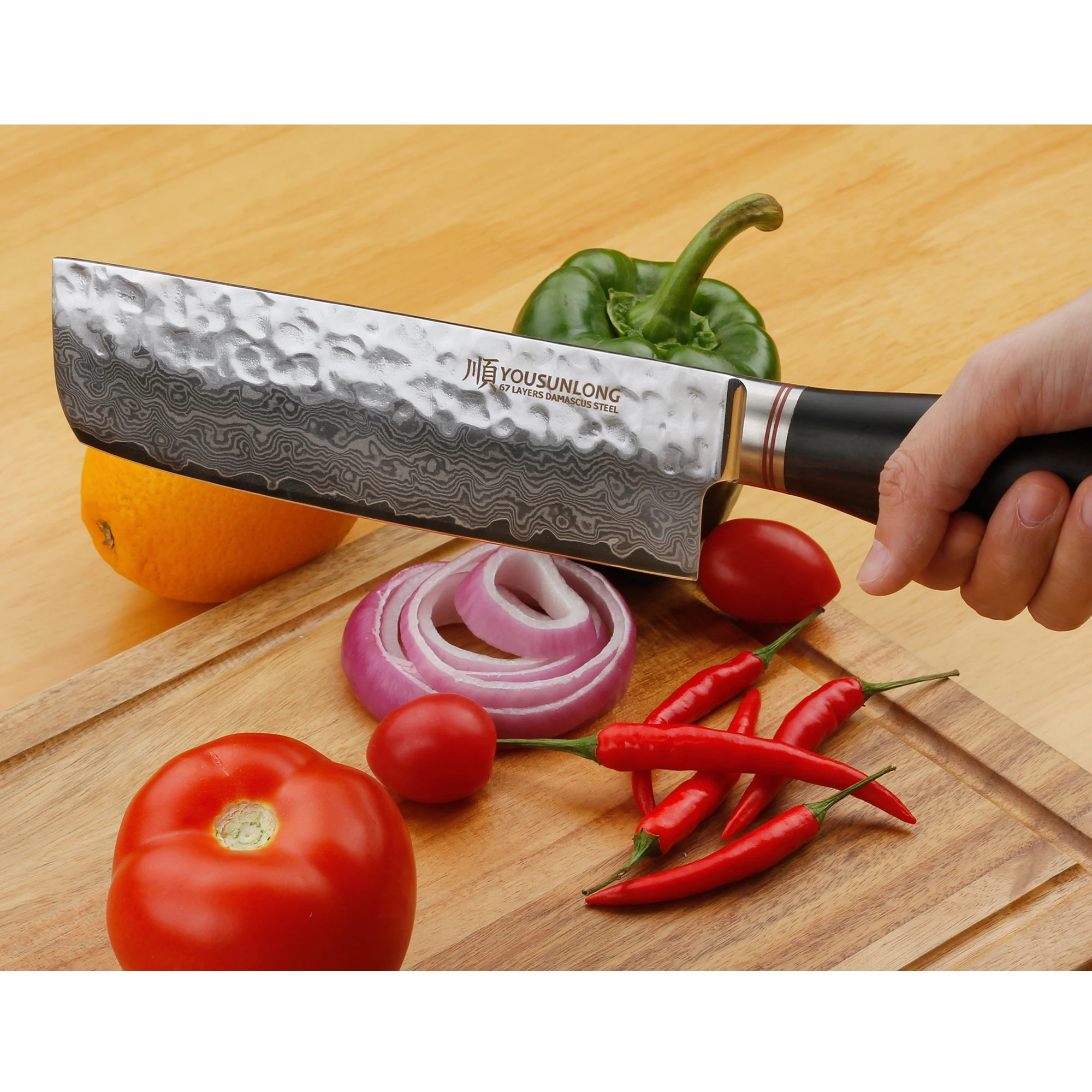 Youssunlong Nakiri 6 5 дюйма японская ручка Usuba VG10 из натурального черного дерева в Дамаске