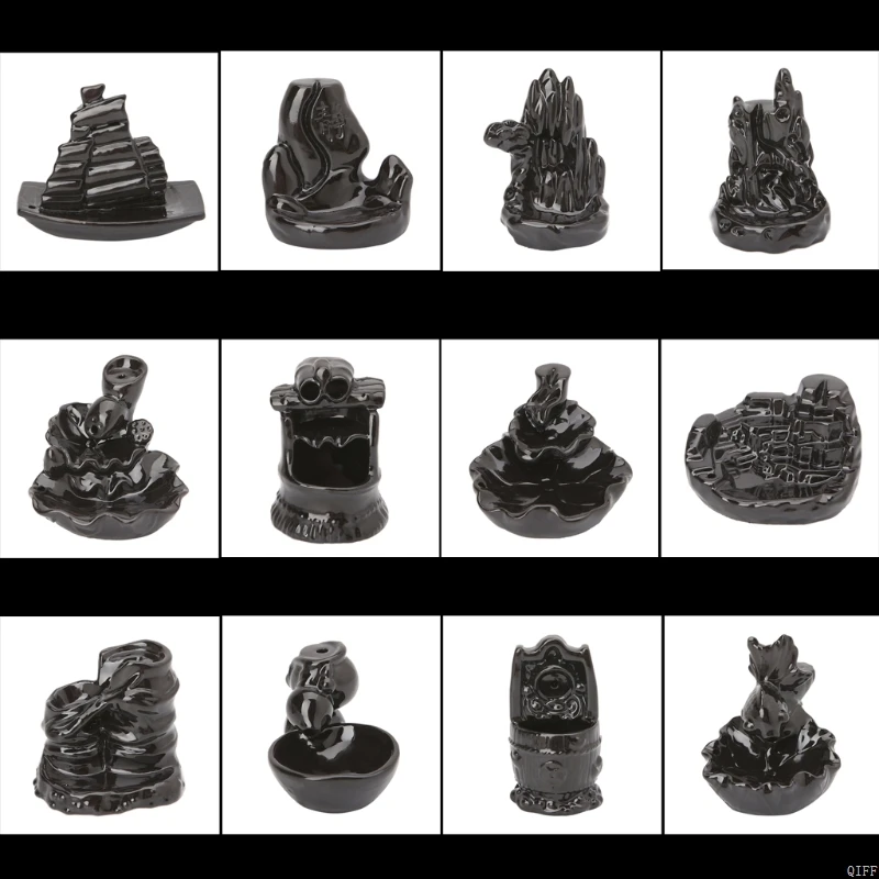 

Creative Tower Ceramic Incense Burner Fragrance Holder Backflow Censer 12 Styles