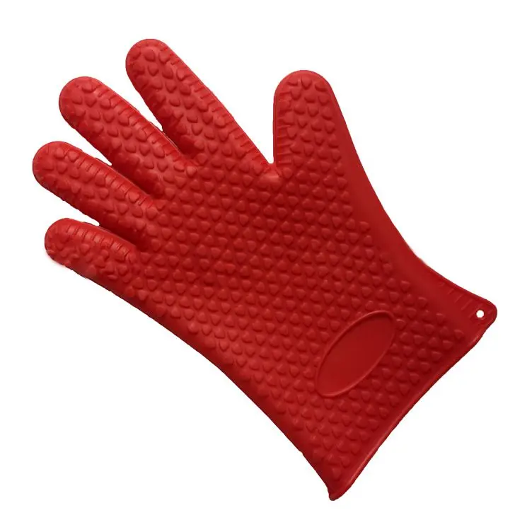 Термостойкие силиконовые перчатки держатель для посуды для духовки барбекю кулинарные перчатки Красный