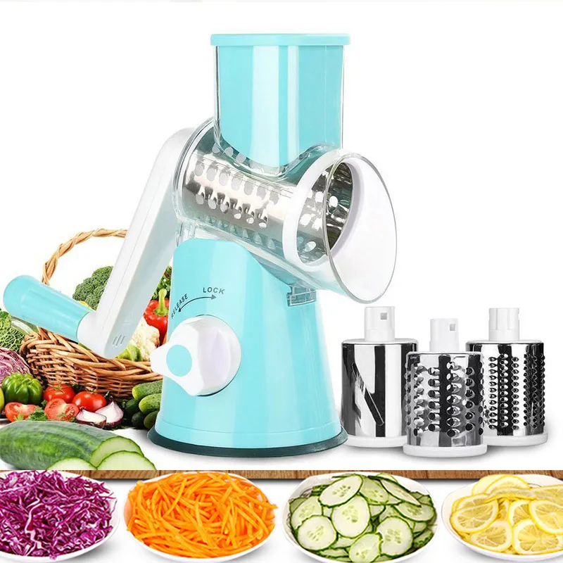 

2019 New Vegetable Cutter Round Mandoline Slicer Potato Carrot Grater Stainless Steel Multifunction Chopper Blades Party Gifts