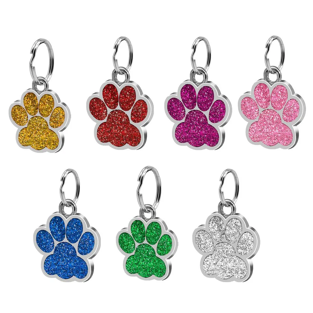 

2pcs Fashion Footprints Pet Pendant Decor Lovely Pet Jewelry Popular Glitter Footprint Identity Card Dog Tag Pet Accessories
