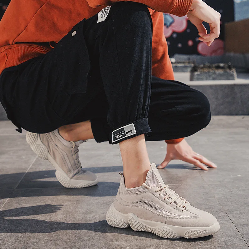 

Black And White with Pattern MEN'S SHOES Summer Breathable 2019 New Style Sports Casual Running Shoes Mesh Shoes Men Versatile D