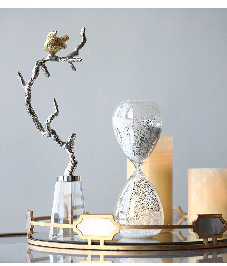 Gold Bird Standing On A Silver Metal Aluminum Branch Statue Home Decor Living Room Crystal Glass Ornament Crafts Animal Figurine Statues Sculptures Aliexpress