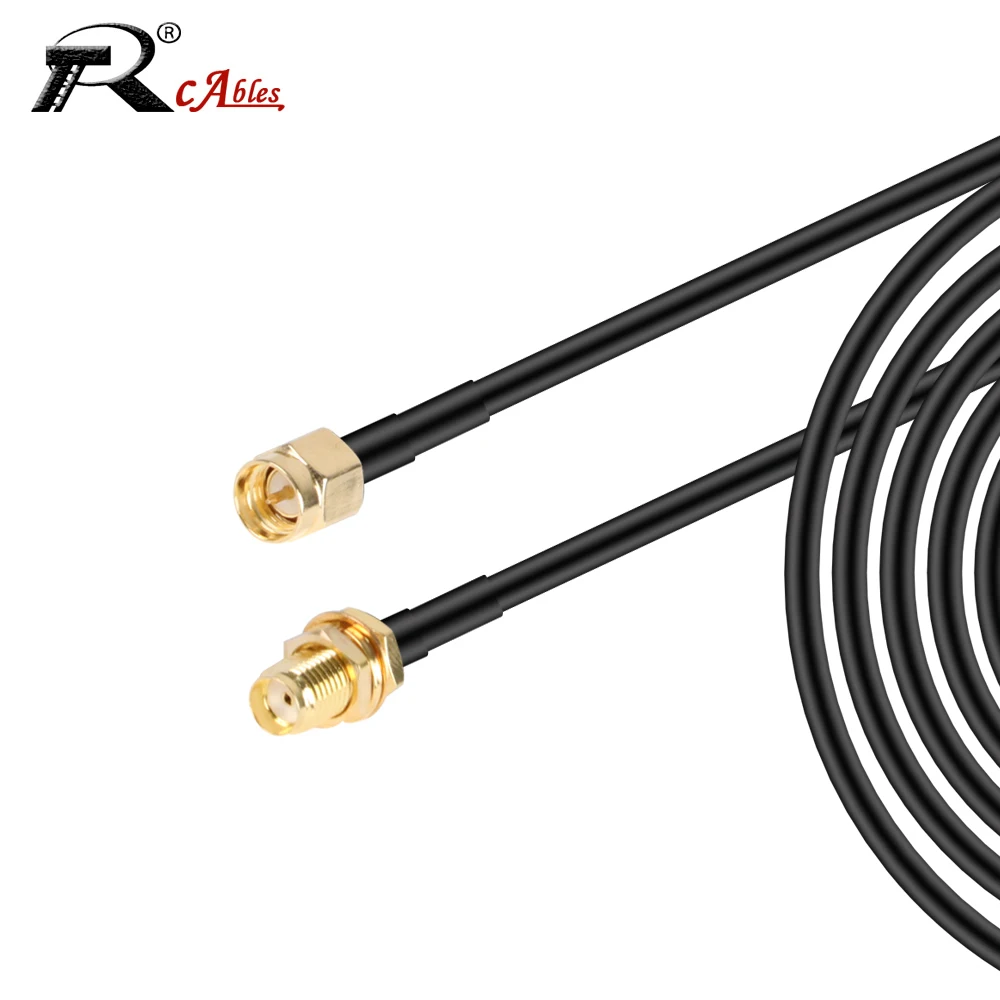 Câble RG58 de 1m 20cm 50cm 5m 20m RP SMA mâle vers RP SMA femelle, extension d'antenne WiFi de cloison RG-58 50 Ohm SMA Pigtail Jumper