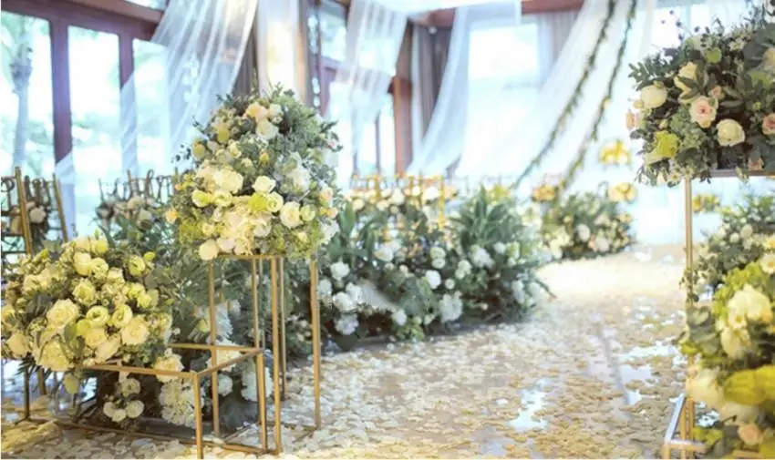 10 шт Золотая Цветочная ваза напольные вазы колонна-подставка металлическая дорога ведущий Свадебный центральный цветок стойка для мероприятий вечерние украшения