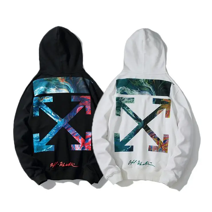 

Gradient Starry sky Graffiti arrow Off-White OW Men Women autumn winter Fashion Cotton Hoodie Sweatshirt Hooded loose jacket