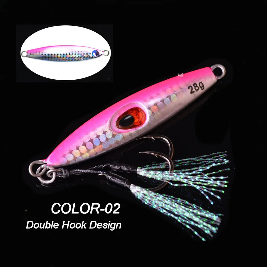 TOMA Slow Pitch Jigging Spoon Fishing Lure 28g Lead Metal Micro Clamp Jig  Casting Luminous Saltwater Bass Bait Tackle